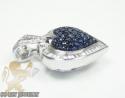 Ladies 18k white gold blue sapphire diamond heart pendant 2.39ct