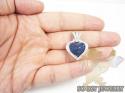 Ladies 18k white gold blue sapphire diamond heart pendant 2.39ct