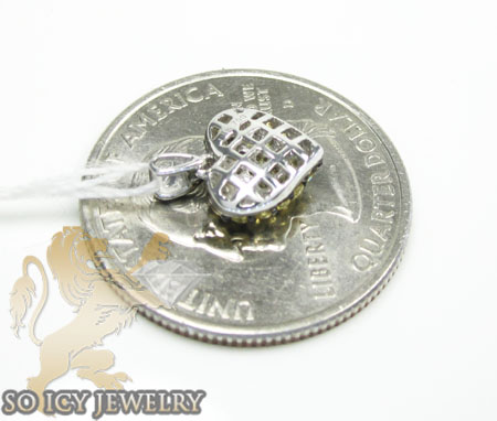 Ladies 18k white gold yellow sapphire mini heart pendant 0.43ct