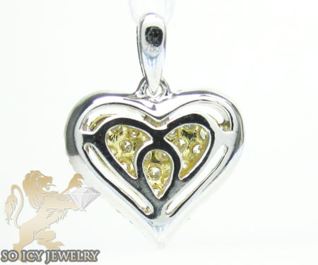 18k two tone gold mini diamond heart pendant 0.44ct