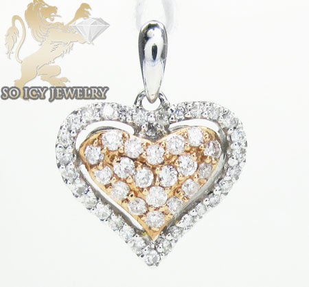 18k two tone gold mini diamond heart pendant 0.44ct