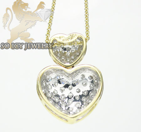 14k yellow gold diamond double heart & chain pendant 1.20ct - Image 4