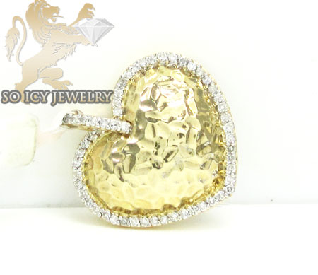 14k yellow metallic gold diamond heart pendant 0.32ct