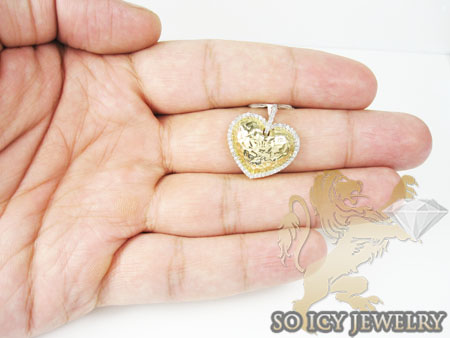 14k yellow metallic gold diamond heart pendant 0.32ct