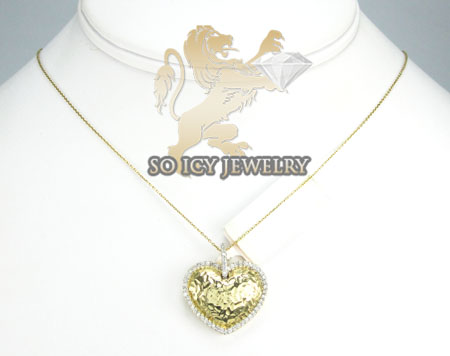 14k yellow metallic gold diamond heart pendant 0.32ct - Image 6
