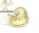 14k yellow metallic gold diamond heart pendant 0.32ct