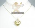 14k yellow metallic gold diamond heart pendant 0.32ct