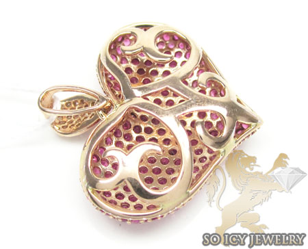 Ladies 14k rose gold purple ruby heart pendant 2.31ct