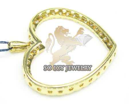 Ladies 18k yellow gold diamond heart pendant 1.17ct