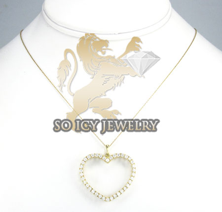 Ladies 18k yellow gold diamond heart pendant 1.17ct