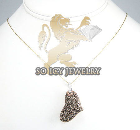 Ladies 14k rose gold black diamond heart pendant 2.34ct