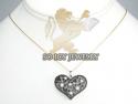 Ladies 14k white gold black & white diamond heart pendant 1.33ct