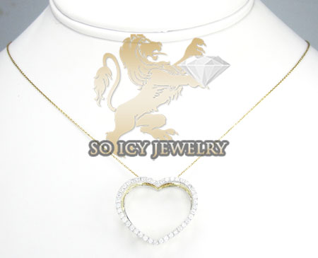 14k yellow gold round diamond heart pendant 0.67ct
