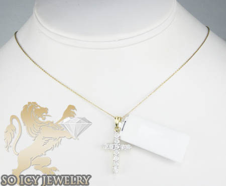 Ladies 14k yellow gold diamond cross 1.00ct