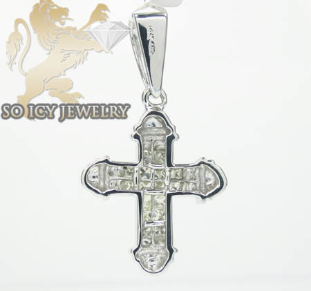 Ladies 14k white gold diamond princess invisible cross 0.75ct