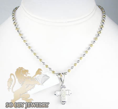 Ladies 14k white gold diamond princess invisible cross 0.75ct