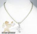 Ladies 14k white gold diamond princess invisible cross 0.75ct