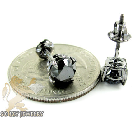 14k solid black gold black round diamond studs 2.00ct - Image 4