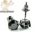 14k solid black gold black round diamond studs 2.00ct