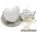 Ladies 10k white gold diamond pave heart earrings 1.50ct