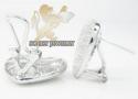 Ladies 10k white gold diamond pave heart earrings 1.50ct