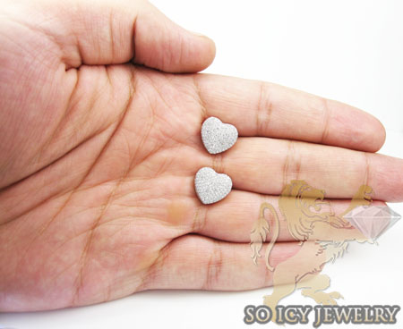 Ladies 10k yellow gold diamond pave heart earrings 1.25ct - Image 5