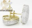 Ladies 10k yellow gold diamond pave heart earrings 1.25ct