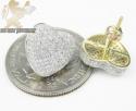 Ladies 10k yellow gold diamond pave heart earrings 1.25ct