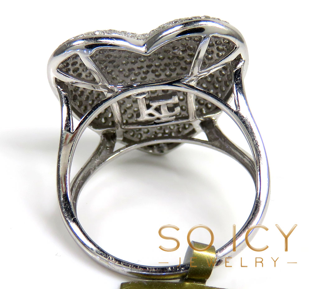 Ladies 14k white gold diamond heart ring 1.10ct