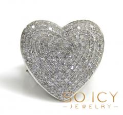 Ladies 10k white gold diamond heart ring 1.10ct