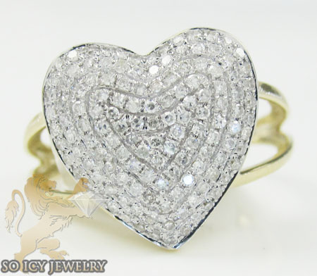 Ladies 14k yellow gold diamond heart ring 0.50ct