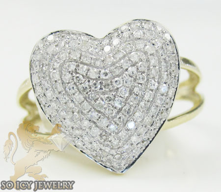 Ladies 14k yellow gold diamond heart ring 0.50ct