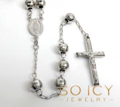 .925 silver diamond cut rosary italy necklace 40 inches 9mm
