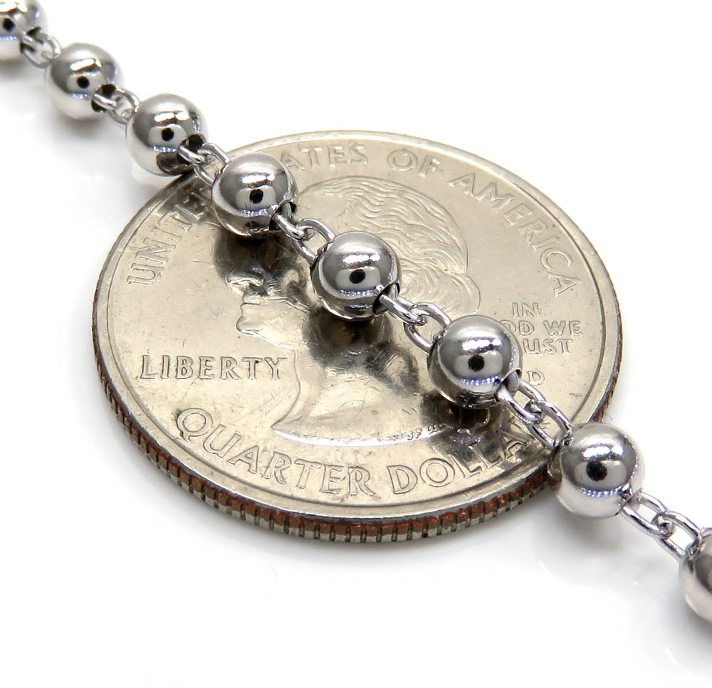 925 silver long rosary italy necklace 24 inches 4mm
