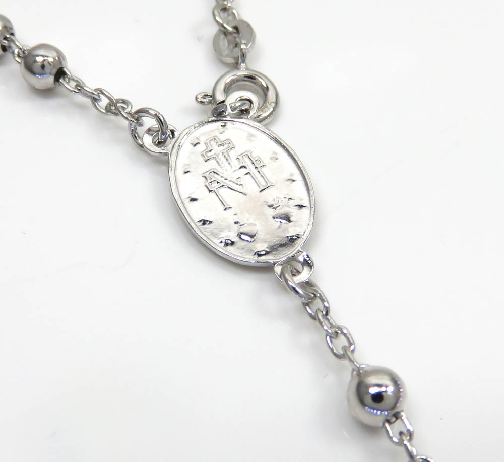 Sterling Silver 925 ROSARY NECKLACE MADE IN ITALY 4MM-L:18,20,22,24,26,28 &30" 