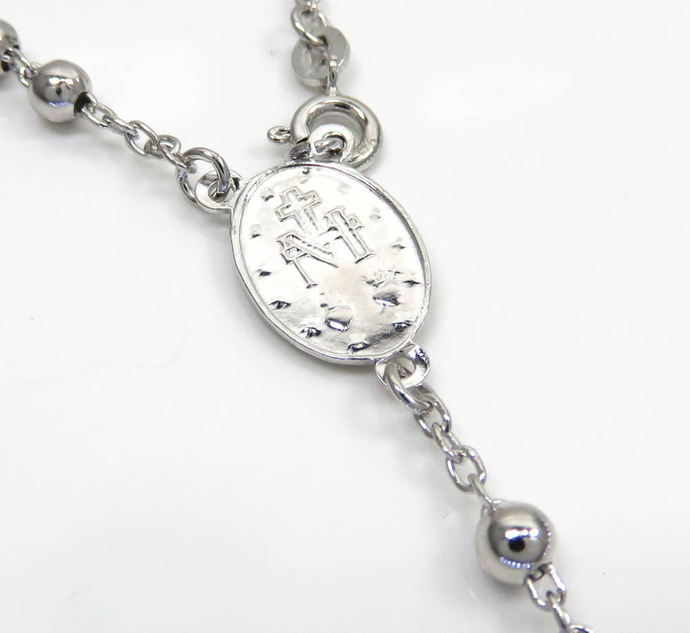 925 silver long rosary italy necklace 24 inches 4mm - Image 4