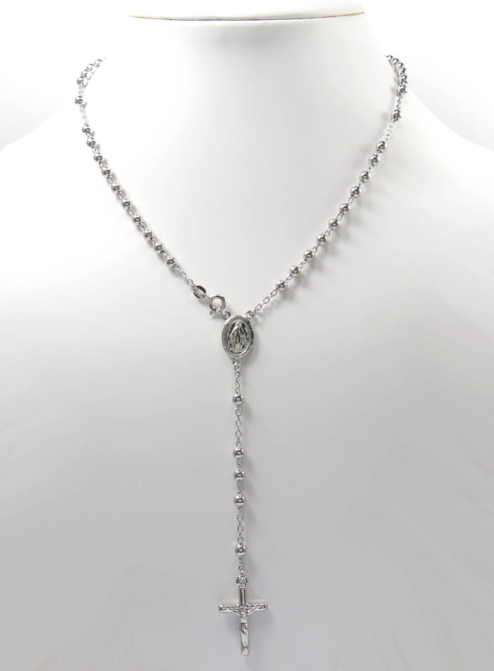 925 silver long rosary italy necklace 24 inches 4mm