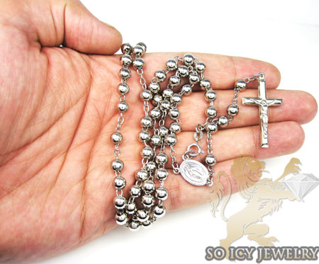 925 silver rosary italy necklace 24 inches 5mm - Image 2