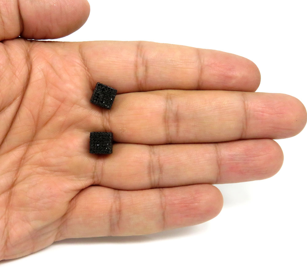 10k black gold black diamond pave earrings 1.80ct - Image 4