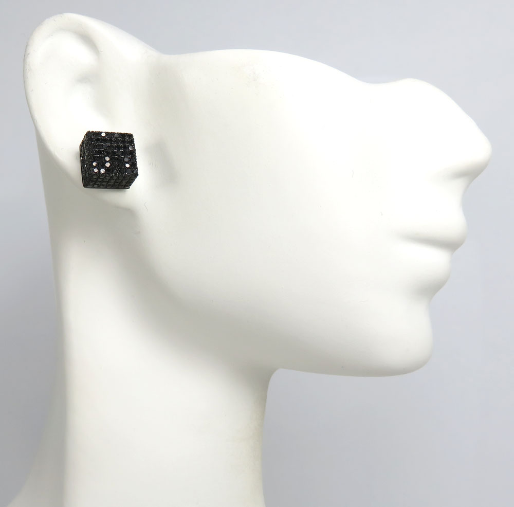 10k black gold black diamond pave earrings 1.80ct