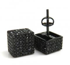 10k black gold black diamond pave earrings 1.80ct