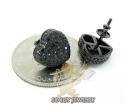 10k black gold black diamond pave heart earrings 1.25ct