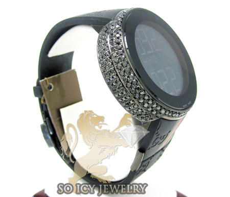 Mens black diamond full case igucci digital watch 5.00ct