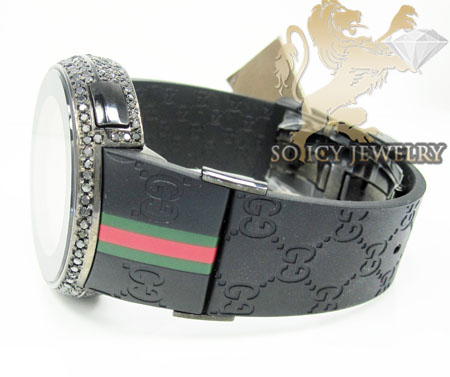 Mens black diamond full case igucci digital watch 5.00ct