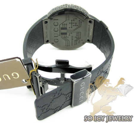 Mens black diamond full case igucci digital watch 5.00ct