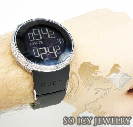 Mens diamond full case igucci digital watch 5.00ct