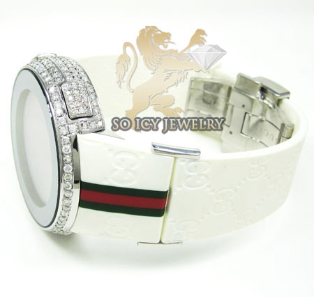 Mens diamond white igucci digital watch 6.50ct