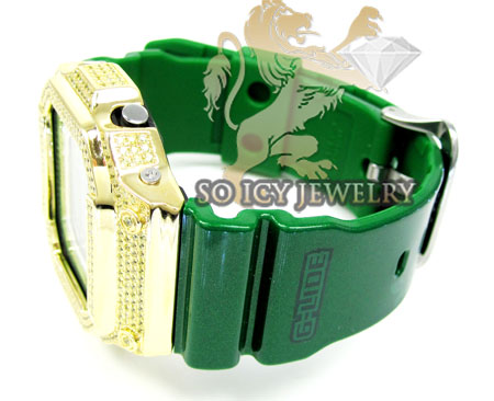 Mens cz g-lide green g-shock watch 4.00ct