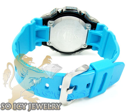 Mens cz g-lide aqua blue g-shock watch 4.00ct