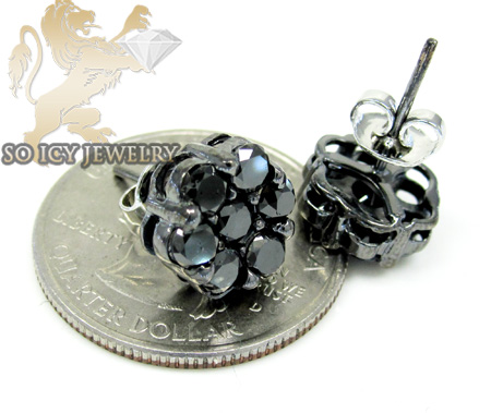 14k black gold black diamond cluster earrings 3.00ct - Image 2